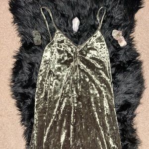 Olive green velvet dress